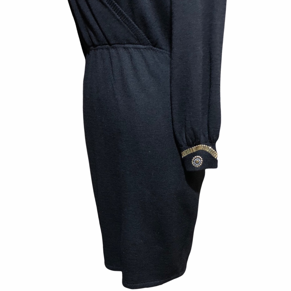 St. John Collection Black Knitted Dress 3/4 Sequin Sleeves MADE IN USA - Picture 5 of 13